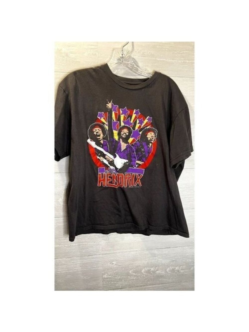 Jimi Hendrix- 3 Pics on a Charcoal Ringspun Cotton Shirt